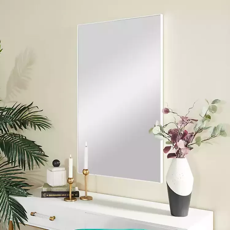 White Wood Rectangular Wall Mirror, 24x40 in.>Kirklands Home Store