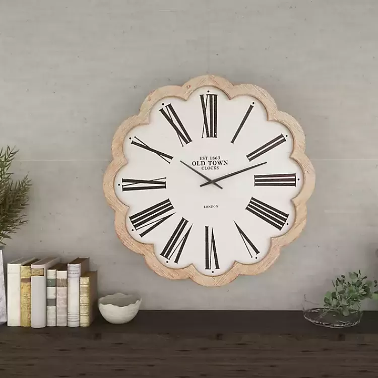 white_wood_scalloped_frame_wall_clock_3.webp White Wood Scalloped Frame Wall Clock>Kirklands Home Best