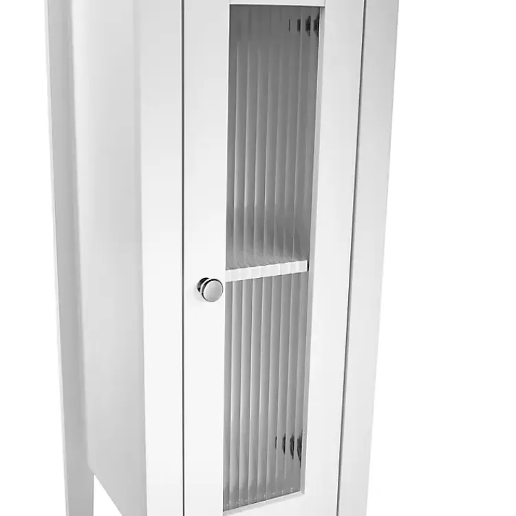 white_wood_slim_single_glass_door_floor_cabinet_10.webp Wood Slim Single Glass Door Floor Cabinet>Kirklands Home Fashion