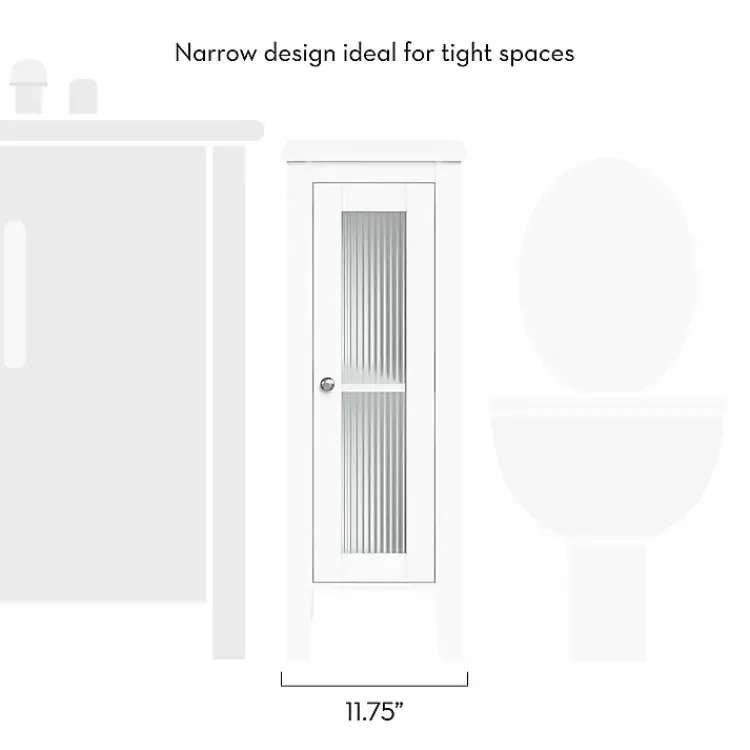 white_wood_slim_single_glass_door_floor_cabinet_6.webp Wood Slim Single Glass Door Floor Cabinet>Kirklands Home Fashion