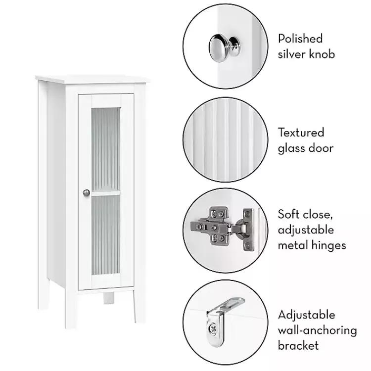 white_wood_slim_single_glass_door_floor_cabinet_8.webp Wood Slim Single Glass Door Floor Cabinet>Kirklands Home Fashion