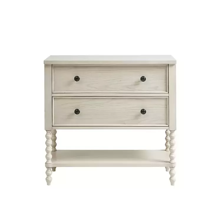 white_wood_turned_legs_drawer_chest_2.webp Wood Turned Legs 2-Drawer Chest>Kirklands Home Sale