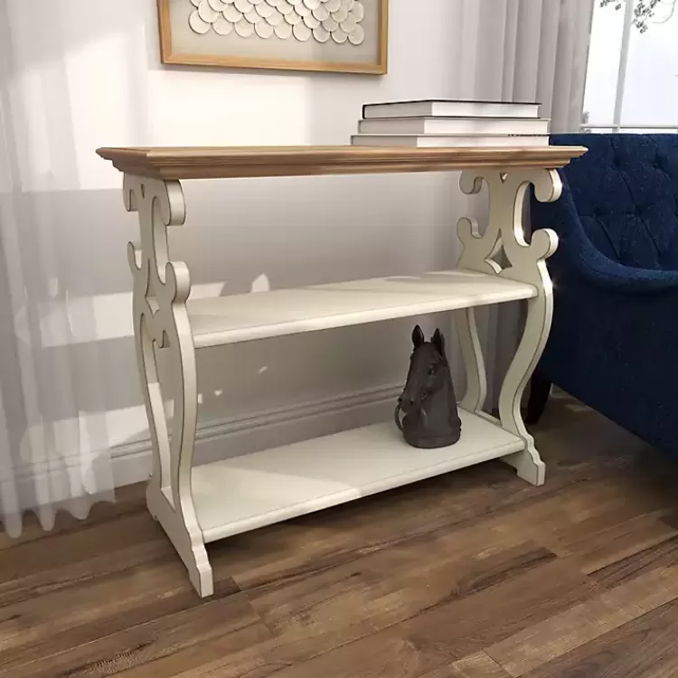 white_wooden_shelf_console_table_10.webp Wooden 2-Shelf Console Table>Kirklands Home Discount