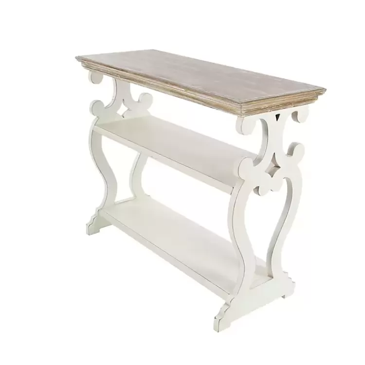 white_wooden_shelf_console_table_4.webp Wooden 2-Shelf Console Table>Kirklands Home Discount