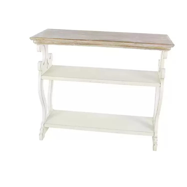 white_wooden_shelf_console_table_5.webp Wooden 2-Shelf Console Table>Kirklands Home Discount
