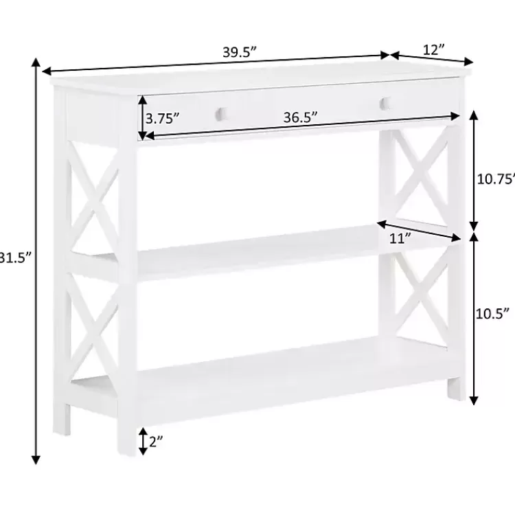 white_xframe_shelf_console_table_4.webp X-Frame 2-Shelf Console Table>Kirklands Home Online