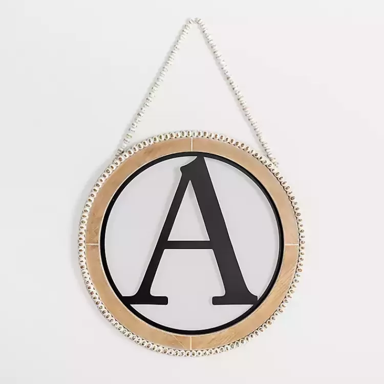 Whitewash Bead Trim Monogram A Plaque>Kirklands Home Fashion