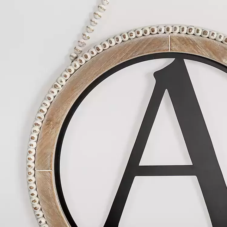 Whitewash Bead Trim Monogram A Plaque>Kirklands Home Fashion