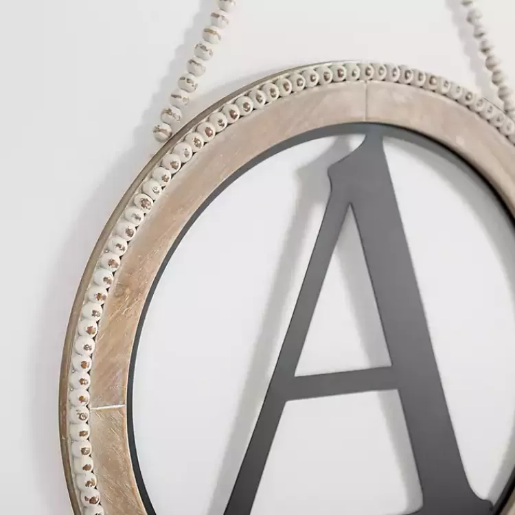 whitewash_bead_trim_monogram_a_plaque_2.webp Whitewash Bead Trim Monogram A Plaque>Kirklands Home Fashion