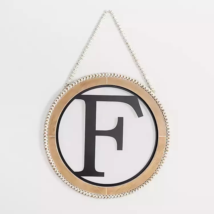Whitewash Bead Trim Monogram F Plaque>Kirklands Home Store