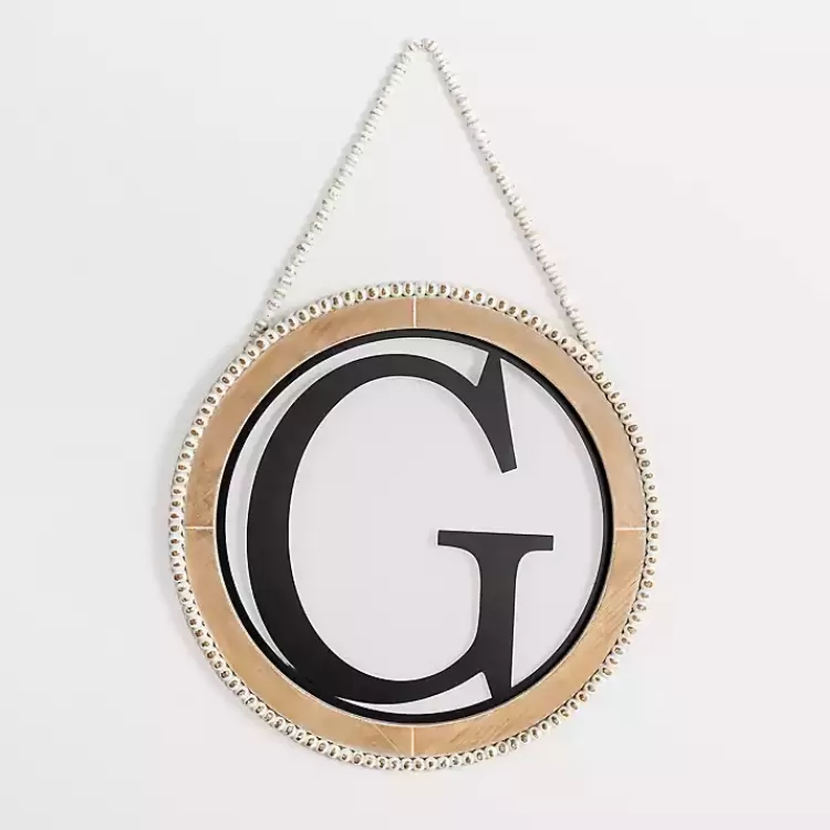 Whitewash Bead Trim Monogram G Plaque>Kirklands Home Best