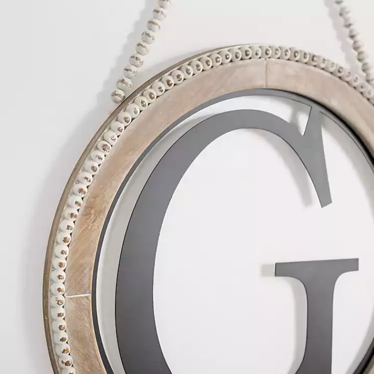 whitewash_bead_trim_monogram_g_plaque_2.webp Whitewash Bead Trim Monogram G Plaque>Kirklands Home Best