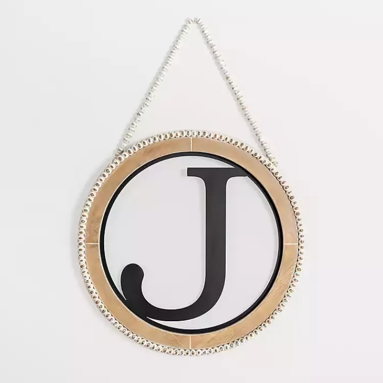 Whitewash Bead Trim Monogram J Plaque>Kirklands Home New