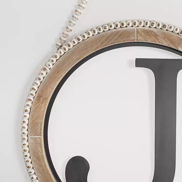 Whitewash Bead Trim Monogram J Plaque>Kirklands Home New