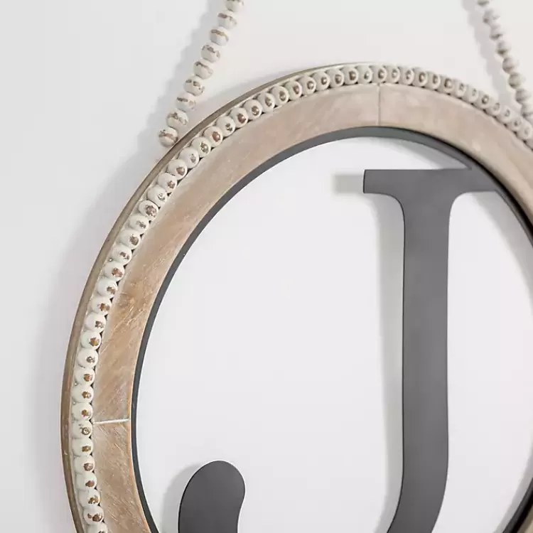 whitewash_bead_trim_monogram_j_plaque_2.webp Whitewash Bead Trim Monogram J Plaque>Kirklands Home New