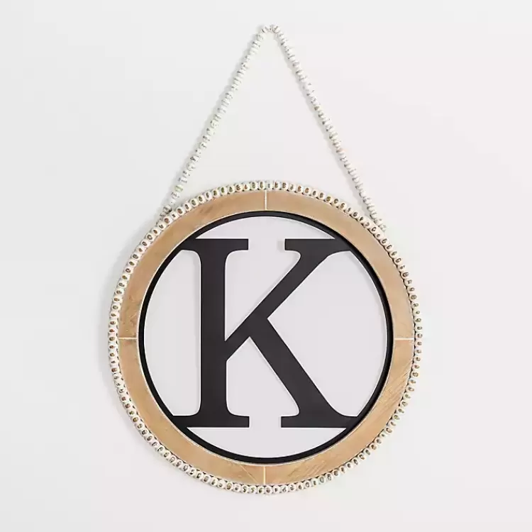 Whitewash Bead Trim Monogram K Plaque>Kirklands Home Cheap