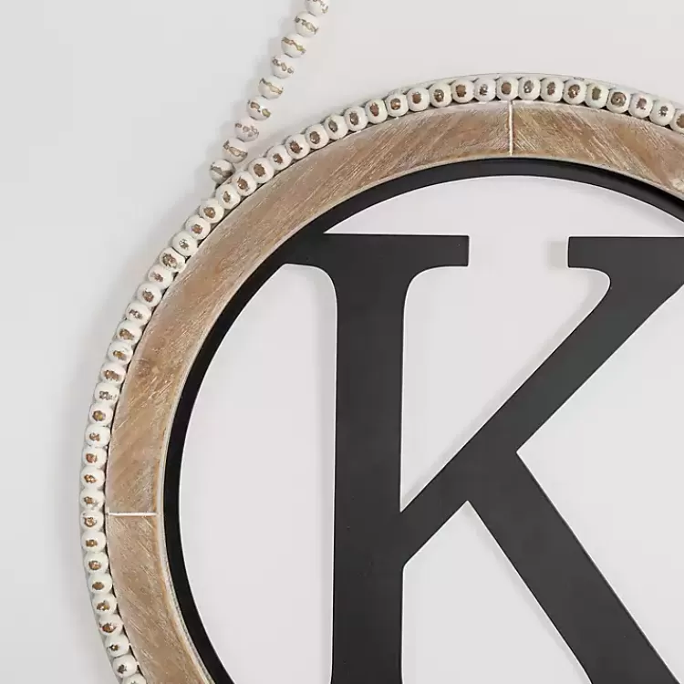 Whitewash Bead Trim Monogram K Plaque>Kirklands Home Cheap