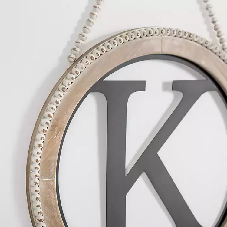 whitewash_bead_trim_monogram_k_plaque_2.webp Whitewash Bead Trim Monogram K Plaque>Kirklands Home Cheap