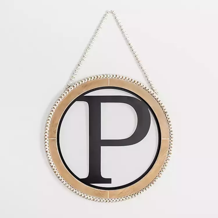 Whitewash Bead Trim Monogram P Plaque>Kirklands Home Hot
