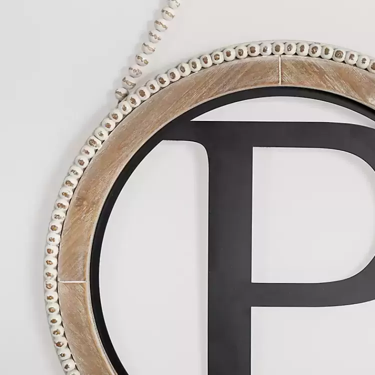 Whitewash Bead Trim Monogram P Plaque>Kirklands Home Hot