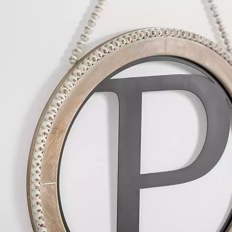 whitewash_bead_trim_monogram_p_plaque_2.webp Whitewash Bead Trim Monogram P Plaque>Kirklands Home Hot