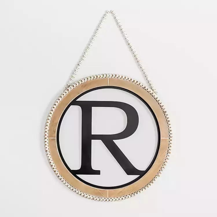 Whitewash Bead Trim Monogram R Plaque>Kirklands Home Cheap