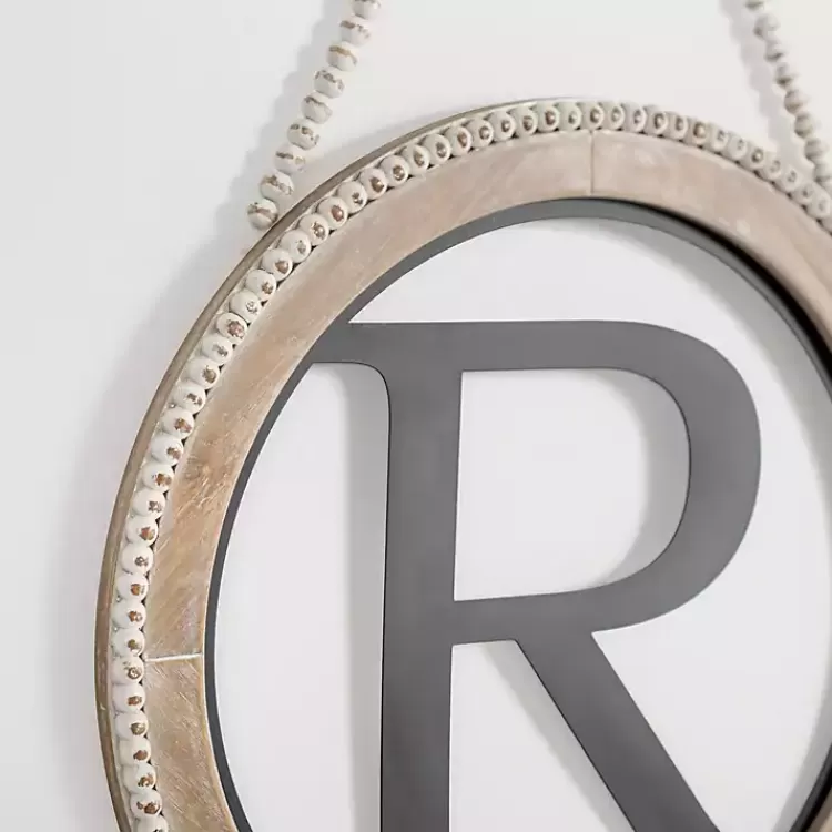 whitewash_bead_trim_monogram_r_plaque_2.webp Whitewash Bead Trim Monogram R Plaque>Kirklands Home Cheap
