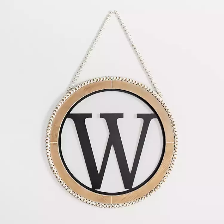 Whitewash Bead Trim Monogram W Plaque>Kirklands Home Fashion