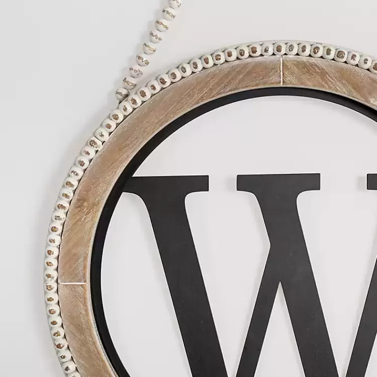 Whitewash Bead Trim Monogram W Plaque>Kirklands Home Fashion