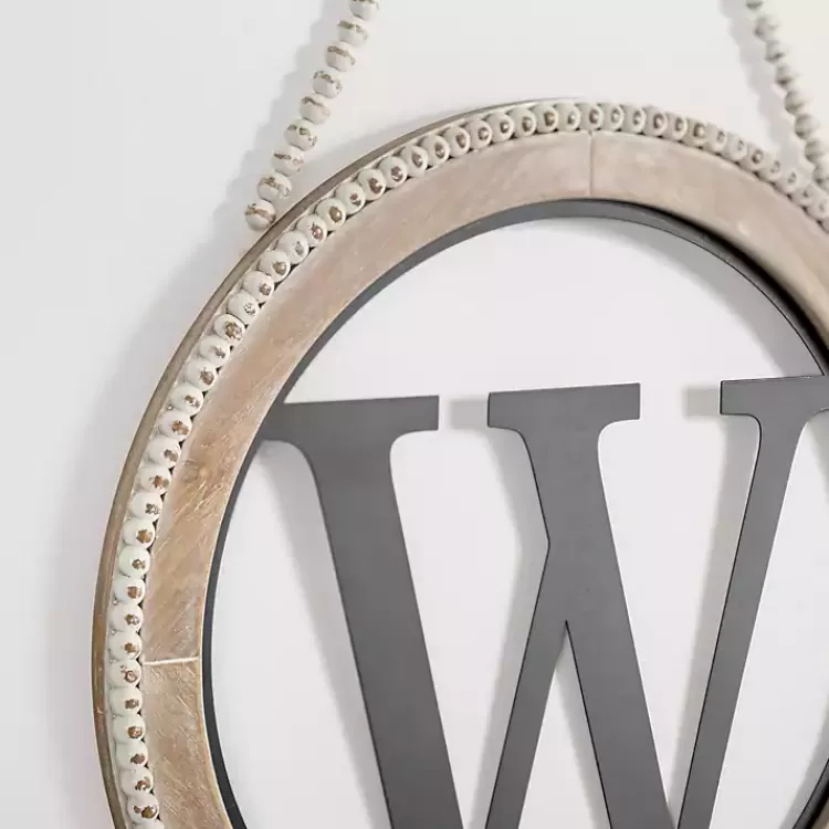 whitewash_bead_trim_monogram_w_plaque_2.webp Whitewash Bead Trim Monogram W Plaque>Kirklands Home Fashion
