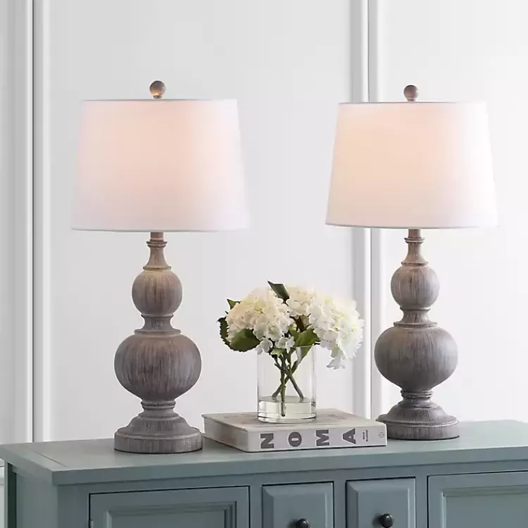 Whitewashed Brown Carved 2-pc. Table Lamp Set>Kirklands Home Cheap