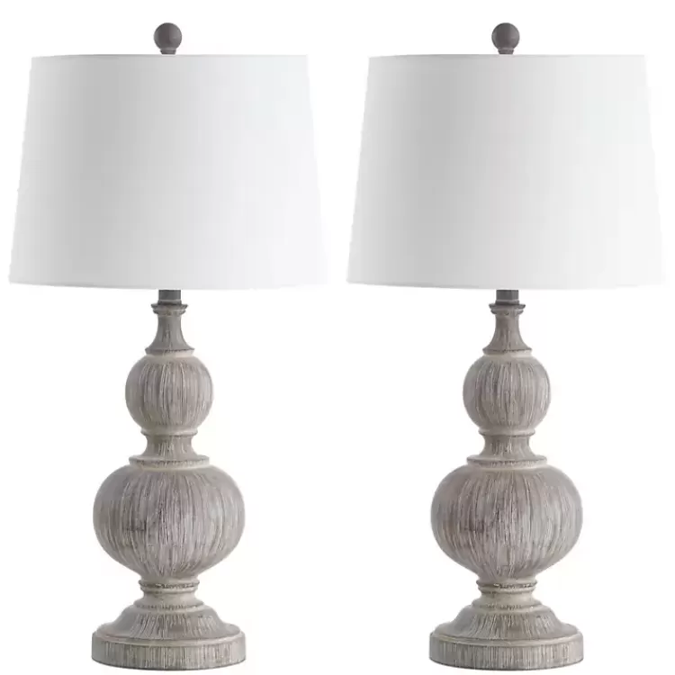 Whitewashed Brown Carved 2-pc. Table Lamp Set>Kirklands Home Cheap