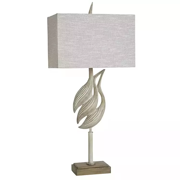 Whitewashed Carved Egrets Buffet Lamp>Kirklands Home Clearance