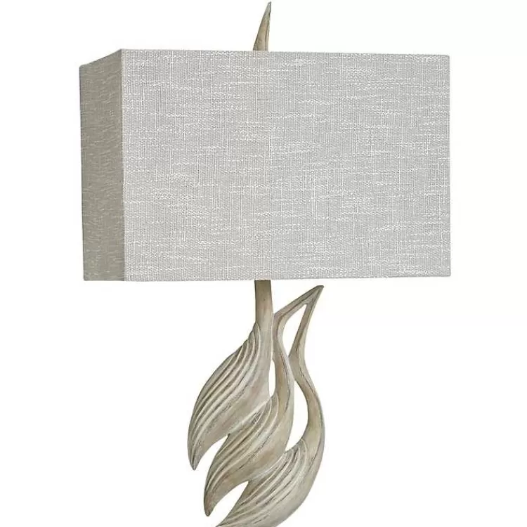 Whitewashed Carved Egrets Buffet Lamp>Kirklands Home Clearance