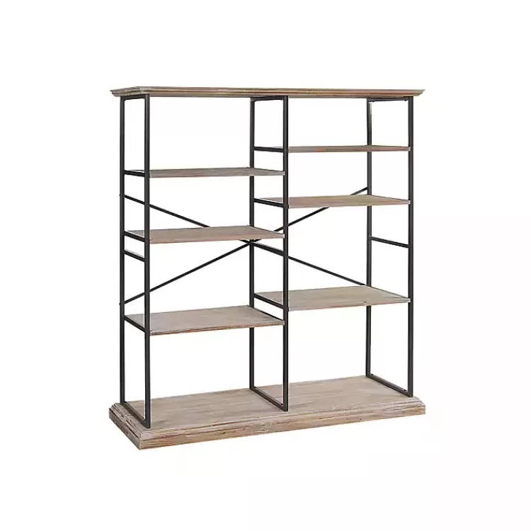 Whitewashed Etagere Industrial Bookcase>Kirklands Home Clearance