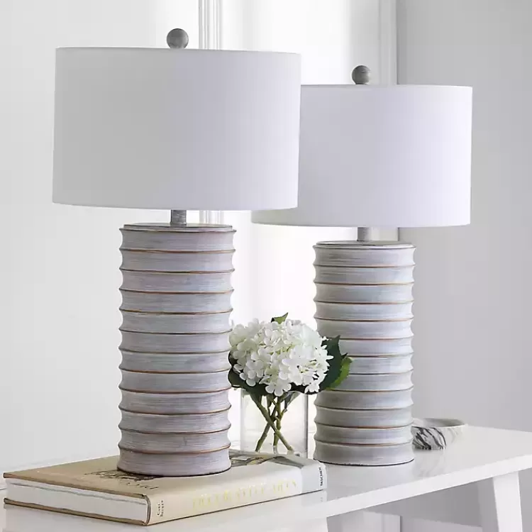 Whitewashed Gray Ridges Table Lamps, Set of 2>Kirklands Home Discount