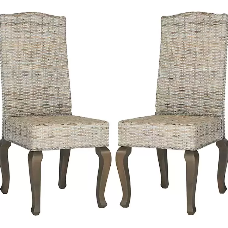 Whitewashed Kubu Rattan Dining Chairs, Set of 2>Kirklands Home Discount
