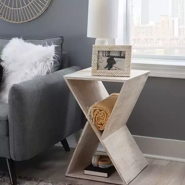 washed Mango Wood Hourglass Accent Table>Kirklands Home Hot