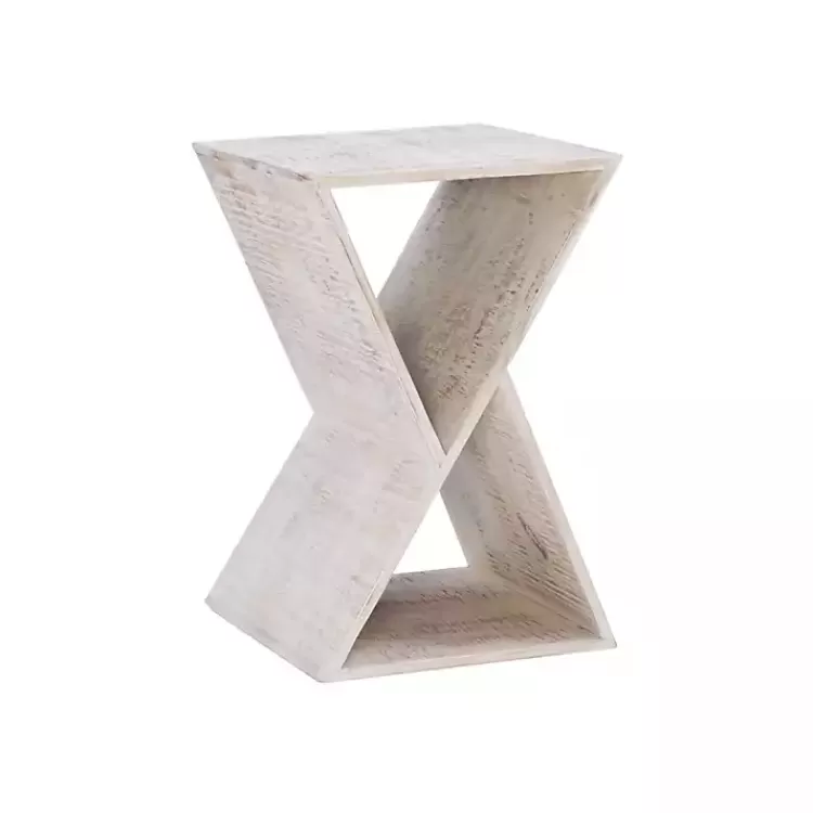 whitewashed_mango_wood_hourglass_accent_table_3.webp washed Mango Wood Hourglass Accent Table>Kirklands Home Hot
