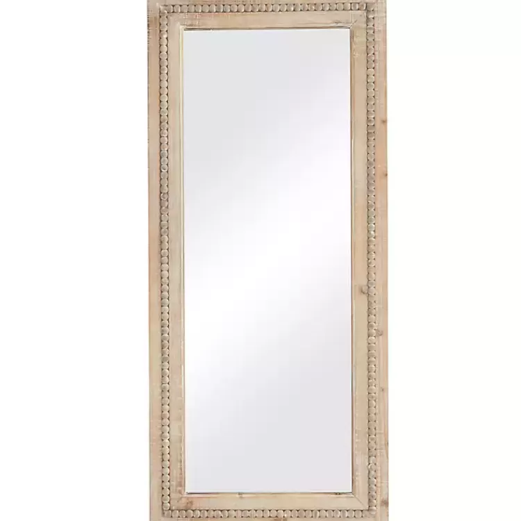 Whitewashed Natural Beaded Wood Wall Mirror>Kirklands Home Outlet