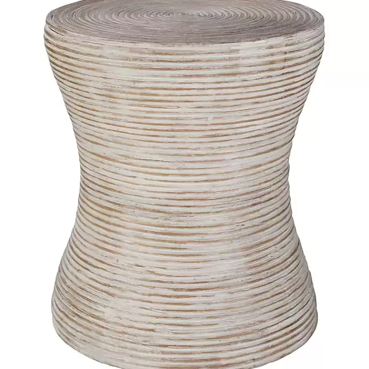 Whitewashed Natural Rattan Accent Table>Kirklands Home Shop