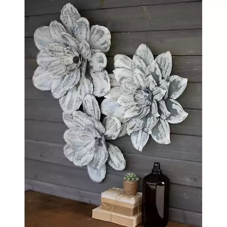 washed Wall Flower Sculptures, Set of 3>Kirklands Home Clearance