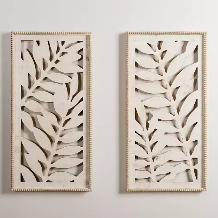washed Wood Fern Wall Plaques, Set of 2>Kirklands Home New