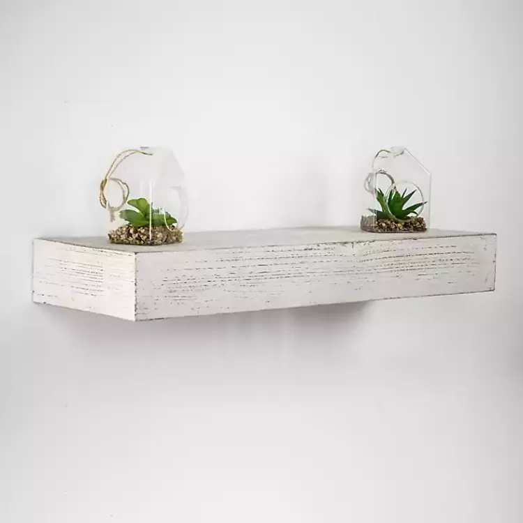 Whitewashed Wood Floating Shelf, 24 in.>Kirklands Home Flash Sale