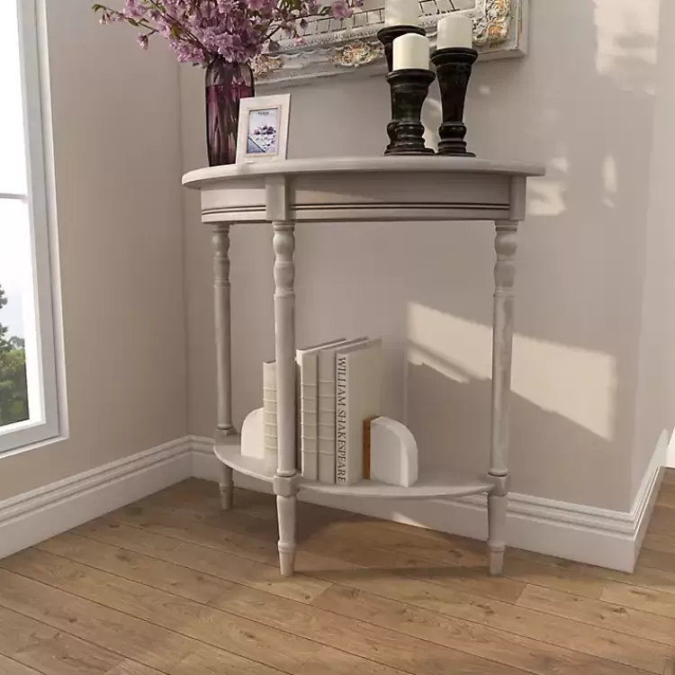 Whitewashed Wood Half Moon Console Table>Kirklands Home Discount
