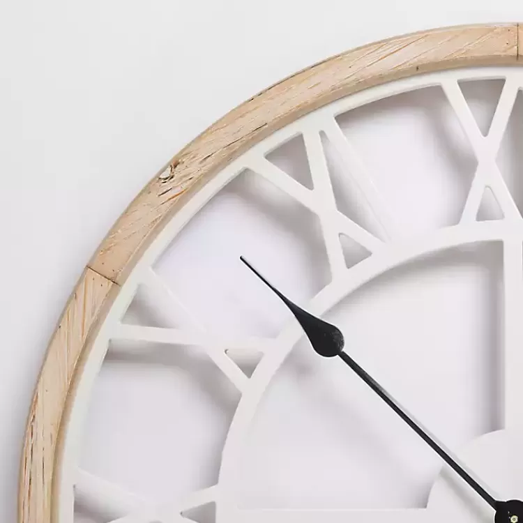 Whitewashed Wood Open Face Wall Clock>Kirklands Home Cheap