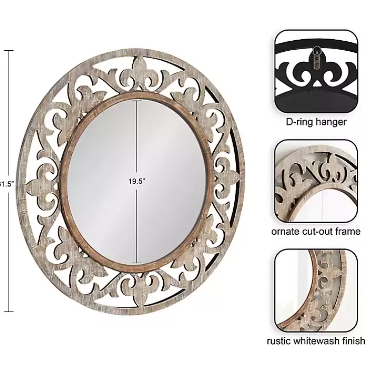washed Wood Round Shavali Mirror>Kirklands Home Best