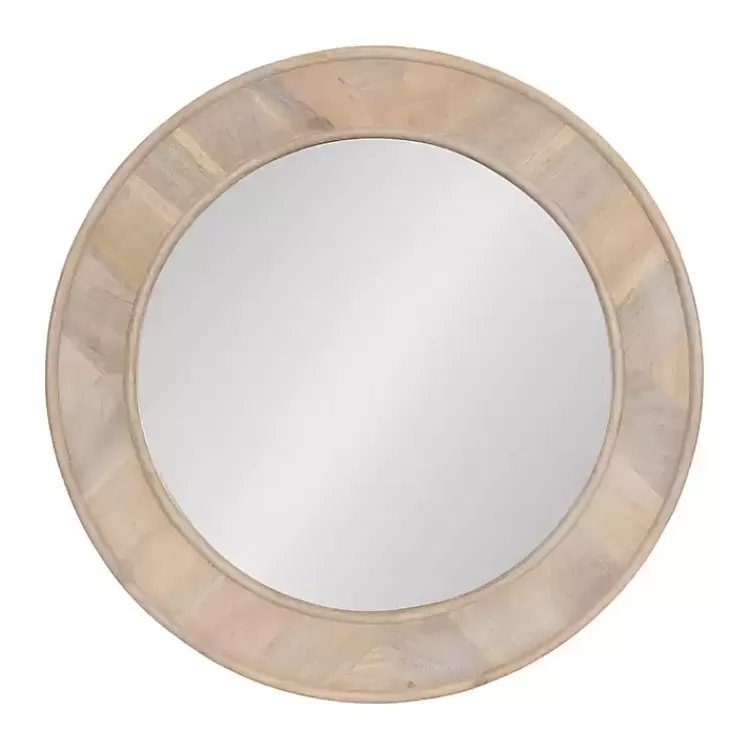 washed Woodgrain Round Wall Mirror>Kirklands Home Cheap