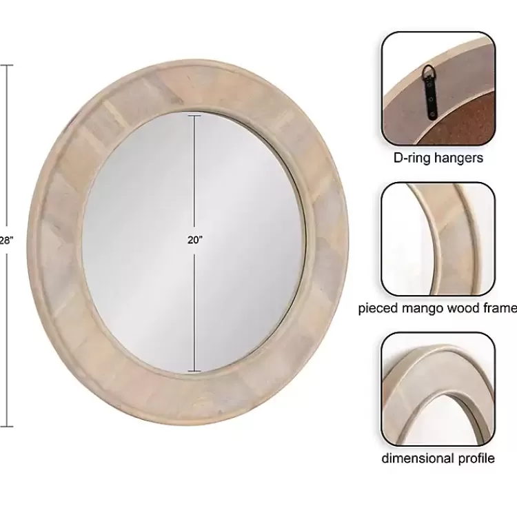 washed Woodgrain Round Wall Mirror>Kirklands Home Cheap