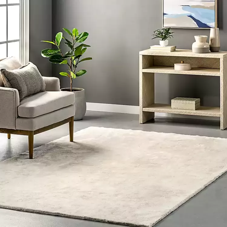 Whitlow Cream Shag Washable Area Rug, 5x8>Kirklands Home New